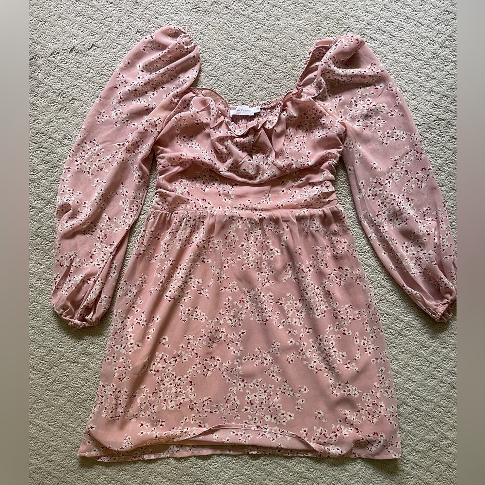 Pink floral mini dress